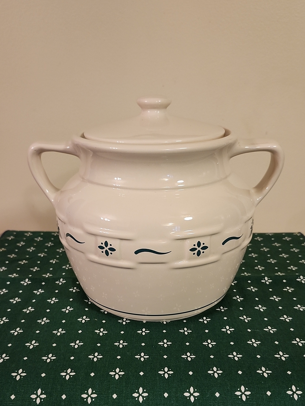 Longaberger Heritage Green Pottery Cookie Jar